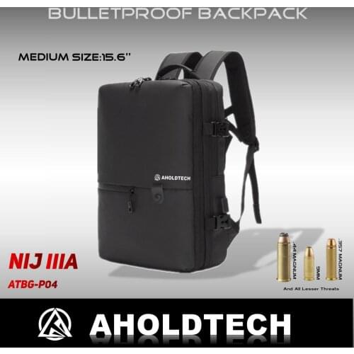 Aholdtech BG-P04M Medium Size 15.6'' NIJ IIIA 3A .44 Mag Safety Body Protection Bulletproof Ballistic Backpack