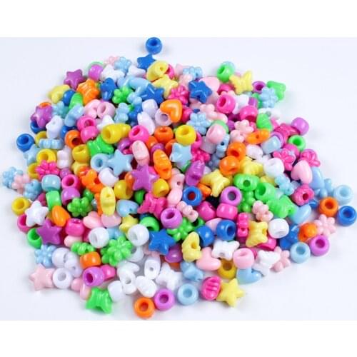 50-200Pcs/lot Random Mixed Pattern Colors Acrylic Beads Heart Five-Star Flower Shape Loose Beads for Diy Necklace Accessories