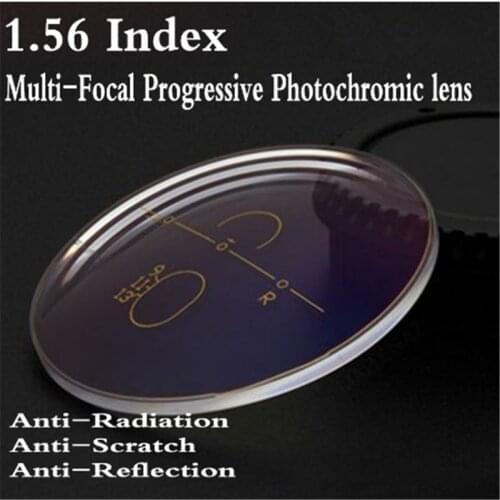 Index 1.56 Photochomic Progressive Multi-focal Lens Anti-fatigue Brown Grey for Prescription Myopia See Near Far Reading Glasses