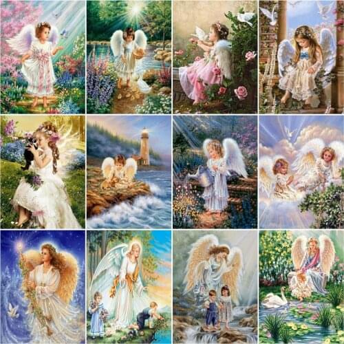 HUACAN Coloring By Numbers Angel Portrait For Home Decor DIY Gift Painting By Number Woman Frame Handpainted Canvas Modern