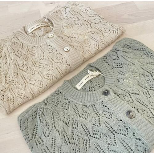 8071 Children Clothes Girl Cardigan Summer Color Jacquard Air Conditioning Coat Children Knitted Cardigan Baby Hollow Out Top