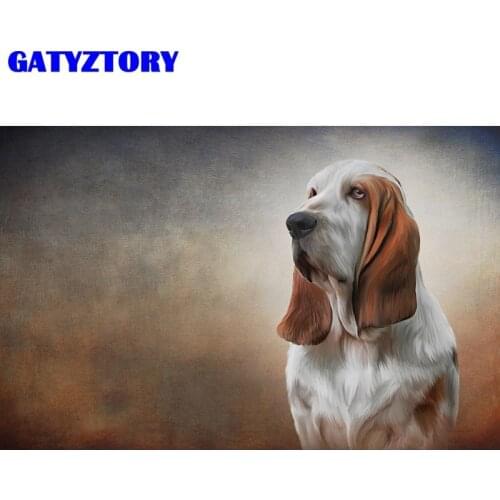 GATYZTORY Oil Painting Dog Animal Drawing On Canvas DIY Pictures By Numbers Kits Hand Painted Paintings Art Home Decor 40x50cm