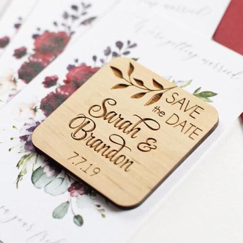 Save the Date magnets, Wood Save the Date, Rustic Save the Dates, Engraved Personalized Save the Date magnet Without cards