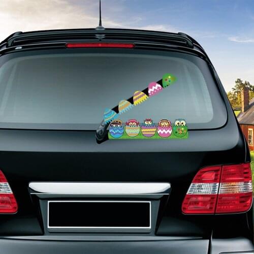 Cute Easter Owls Hatched Car Styling Waving Wiper Decals PVC Rear Window Wiper Stickers Rear Windshield Car Stickers Decorations
