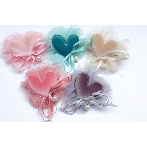 Boutique 10pcs Fashion Cute Velvet Heart Hairpins Solid Lace Floral Bow Heart Hair Clips Princess Headwear Hair Accessories