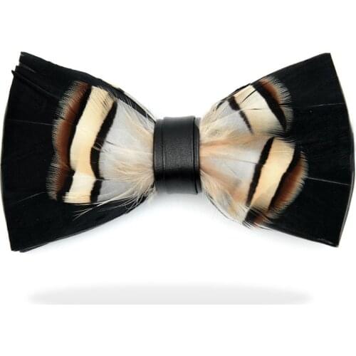 Fashion Original Feather Bow Tie Natural Hand Made Bowtie With Gift Box For Men Business Party Wedding