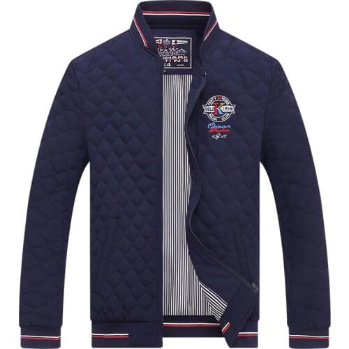 Kenty & Shark Brand Mens Jackets Cotton Liner Warm Coat White Blue High Quality Embroidery Parka Men Plus Size 4XL jackets