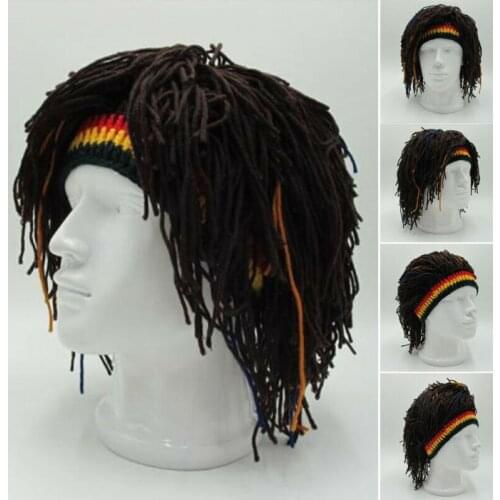 New arrival Rasta Wig Cap Beanie Hat Jamaica Rasta Handmade Cap Reggae Dreadlocks Africa Roots Wig Bob Marley