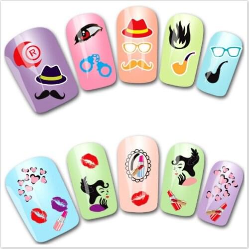 Wholesale New Christmas Halloween monster cartoon nail sticker 3D beauty Foil Nail Art Decals 500packs/lot free EMS/DHL shipping