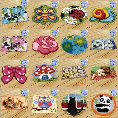 Latch Hook Rug Canvas Knoopkussen Dieren Carpet Embroidery Crocheting Cross Stitch Latch Hook Kits Knitted Fomiaran Needlework
