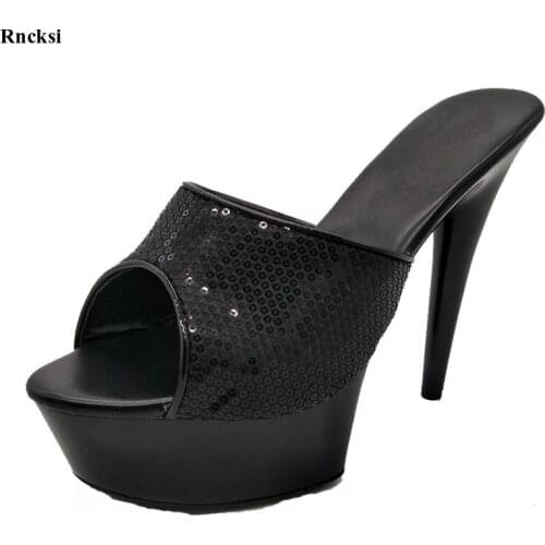 Rncksi Sexy Fashion Night Club New Wedding Dress Shoes Platform Slippers 15cm High-Heeled Women Shoes Party Sexy Shoes