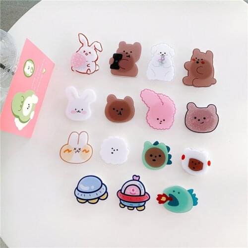 Korea Kawaii 3D Bear Rabbit Folding Mobile Phone Grip Stand Holder For iPhone Samsung Huawei Cute Cartoon Animal Bracket Griptok