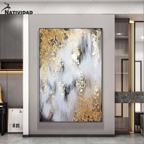 Modern Abstract Canvas Painting Wall Art Room Decor Gilt Color Art Poster Wall Decor Living Room Bedroom Hall Home Decoration