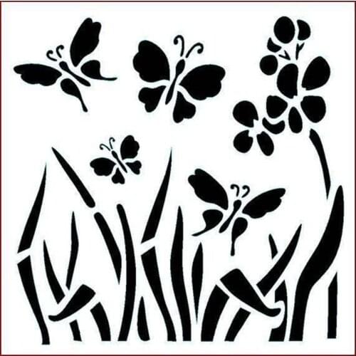 6*6in Butterfly and Grass Stencil For DIY Scrapbooking Paper Cards Making Crafts Plastic Templates Paint Decor New 2019