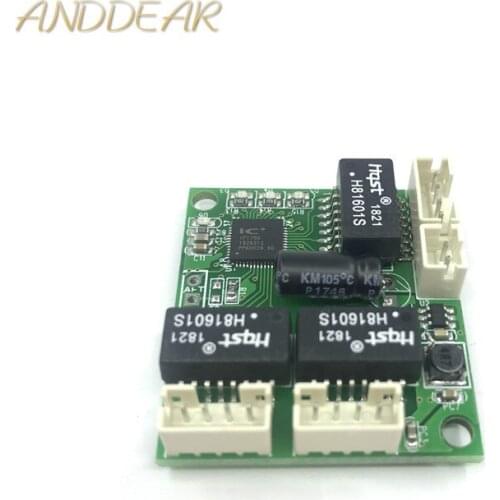 Three port 10/100Mbps wiring splitter type 86 cassette mini wide voltage engineering low power micro network switch module