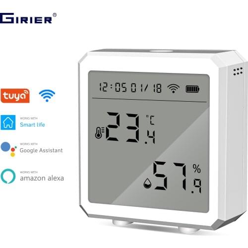 Tuya Wifi Smart Temperature and Humidity Sensor with LCD Screen Digital Display Wireless Thermometer Work with Alexa Google Home