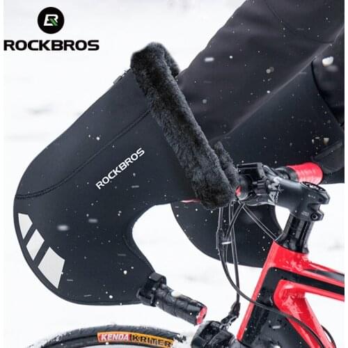 ROCKBROS Winter Bicycle Gloves Thicken Warm Windproof Bicycle Gloves Reflective Strip Rainproof Gloves MTB Road Bike Accessories