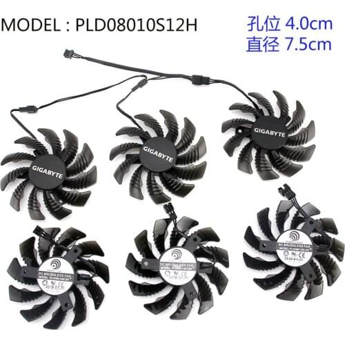 T128010SM PLD08010S12H for Gigabyte GV-N970WF3OC-4GD GTX970 Graphics Video card Cooling fan Pitch 4.0 Diameter 7.5cm