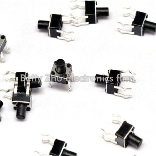 200PCS/LOT 4.5 * 4.5 * 6MM Tact Switch 4 feet vertical micro / button switch