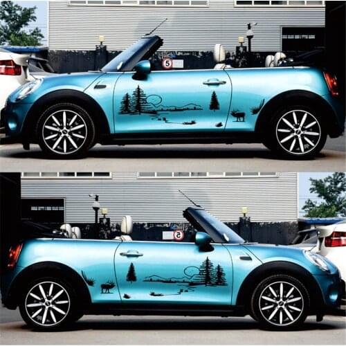 For 2 Pieces Car Window Vinyl Decal Poster Hunt Forest Reindeer Decal Hunting Club Buck Sticker Hollow Sticker Hunter