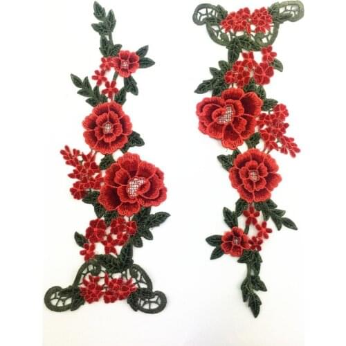 Water soluble Embroidery Rose Flower Sew On Patch Badge Dress Clothes Fabric Applique Craft
