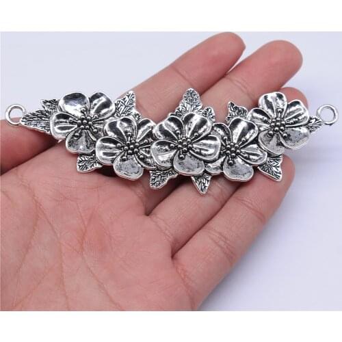 WYSIWYG 1pcs 113mm Big Flower Branch Pendants Branch Flowers Connector Pendants Charm Flower Branch Connector Charm