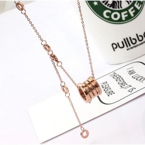 Rose Gold Stainless Steel Roman Numerals Pendants Necklaces for Women Best quality Necklace Luxury jewelry Z412