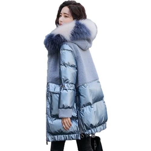 Winter Big Fur Collar Parkas Jacket Women Thicken Warm Down Jacket Coat Long Winter Coats Plus Size Ladies Down Padded Overcoat