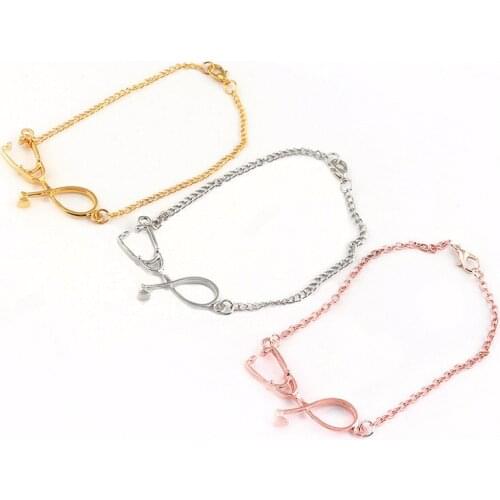 ZRM Fashion Stethoscope Bracelet 3 Colors Alloy Women Bracelet Special Gift For Nurse Doctor Bracelet Bangle Jewelry