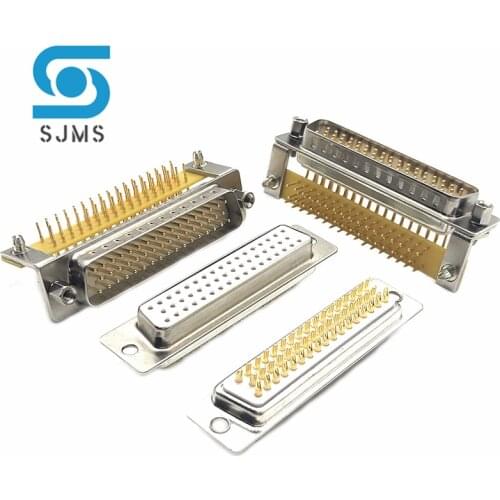 1pcs DR50 Male Gold plated bur HDR50 bent pin Plate type Three row Male Welded plate Connector D-SUB DB50 Female 3 row of 50 pin