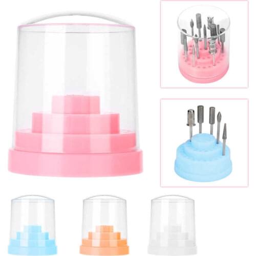 1pcs 48 Holes Nail Art Drill Bits Empty Storage Box Holder Stand Display Container Manicure Accessories Acrylic Cover Nail Tools
