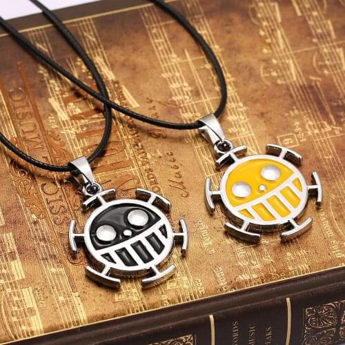 10pcs/lot One Piece Trafalgar Law Necklace smile face Pendant Rope Chain Necklace women Men Collares