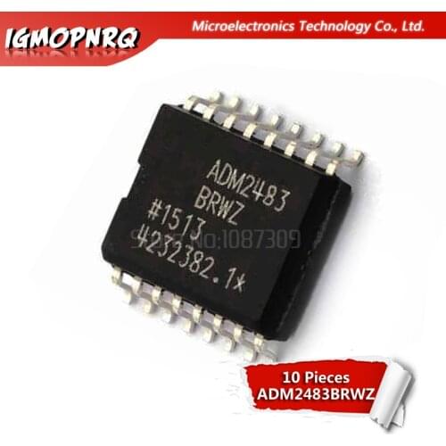 10pcs ADM2483BRWZ ADM2483 SOP-16 ADM2483B 2483BRWZ Half-Duplex, iCoupler Isolated RS-485 Transceiver