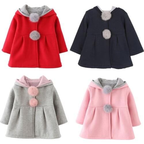 2021 Girls Cute Coats Cartoon Rabbit Ear Hooded Autumn Winter Long Sleeve Children Outerwear Kids Jacket Coats For 1-5T Baby