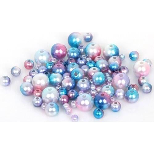 500pcs Gradient Mermaid Pearls Beads Multi Size 4mm 6mm 8mm Round ABS Imitation Pearl With Hole For DIY Jewelry Bracelet Craft