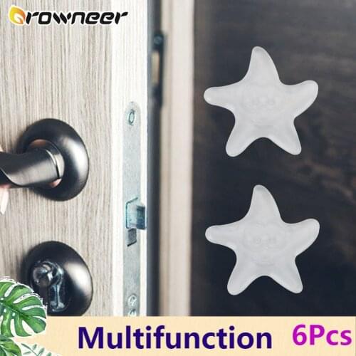 6Pcs Anti-Collision Strong Non-marking Wall Protector Set Transparent Round Soft Plastic Door Handle Refrigerator Stopper Pad