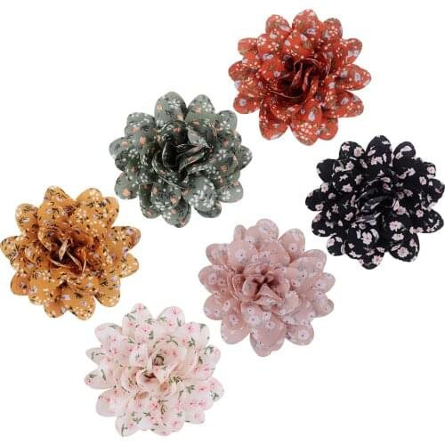 60 Pcs/Lot, 3.15” Floral Chiffon Flowers For Brooch Pin Hat Shoes Garment Gift Wrapping Hair Accessories