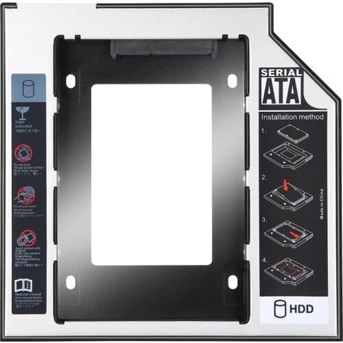 9.5mm 2nd HDD Caddy Aluminum Optibay SATA 3.0 Hard Disk Drive Box Enclosure DVD Adapter 2.5 SSD 2TB for Laptop CD-ROM