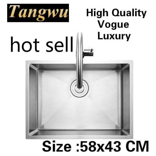 Free shipping Home mini wash vegetables high capacity kitchen manual sink single trough 304 stainless steel 580x430 MM