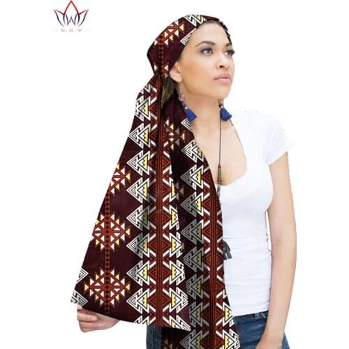 BRW 2020 African Ankara Head Wraps For Women African Ankara Scarves African Wax Print Clothing Fabric Head Bands Versatile WYX29