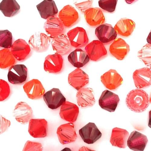 BEAUCHAMP 4mm Rose Red Crystal Beads Bicone Necklace Tassel Earrings Bracelet Bow Knot Jewelry Findings Sewing Accessories Bulk