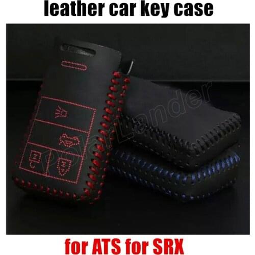 Only Red hot sale hand sewing leather car key case cover fit for CADILLAC ATS SRX XRX STS CTS
