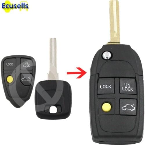 4 button Modified Flip Folding Remote Key CASE Shell For VOLVO XC70 XC90 S40 S60 S70 S80 S90 V40 V70 V90 C70 Case FOB 3+1 Button