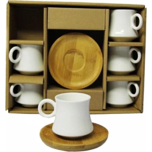 Porcelain Bamboo Coffee FincanTabak Set Turkish coffee Cup Set Coffee Set 6 Cup 6 Cup Saucer