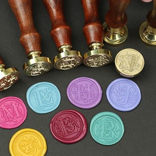 Sealing Classic Alphabet Sets Decorative Gifts Hobby Retro Post Kits Antique Wood Replace Initial Copper head Wax Letter stempel