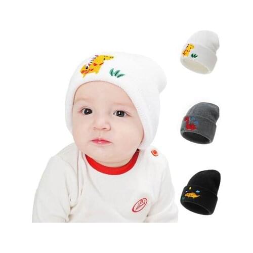 Candy Color Baby Hat Cute Dinosaur Autumn Winter Pointy Hats For Kids Boys Girls Kintted Warm Beanie Cap Scarves