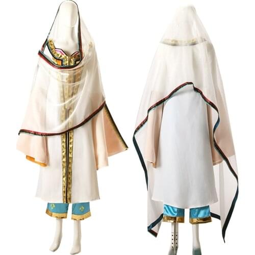 Lamp Princess Jasmine Cosplay Costume Adult Women White Role-playing Party Dress Fantasy Halloween Christmas Ball Gown