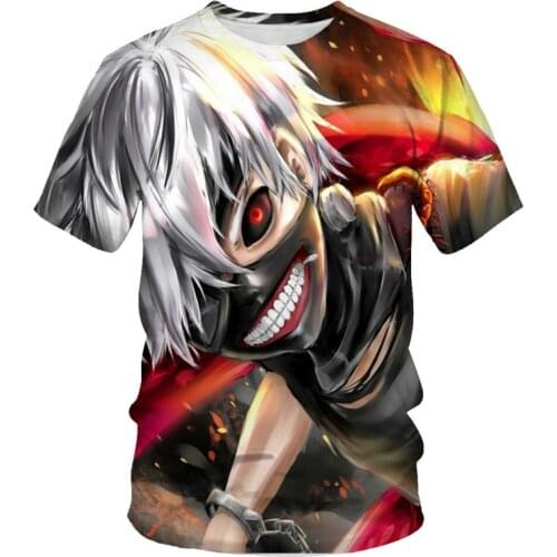 Fashion summer mens t-shirt the film Tokyo Ghoul 3D printed casual t-shirt mens hip-hop clothing t-shirt for men