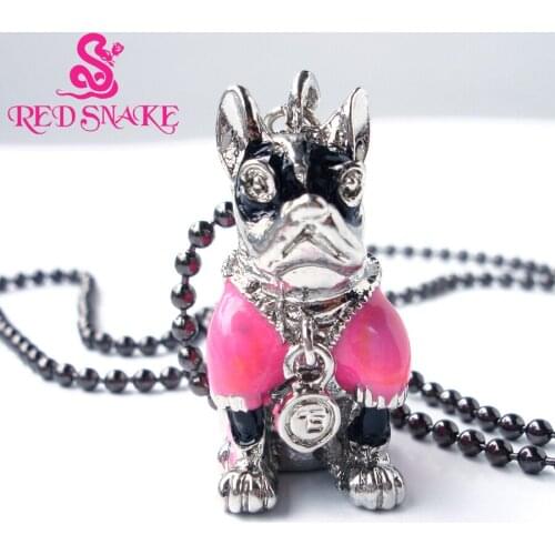RED SANKE Fashion Hiphop Bulldog Dog Stereo Design Wear pink coat Necklace and Pendant
