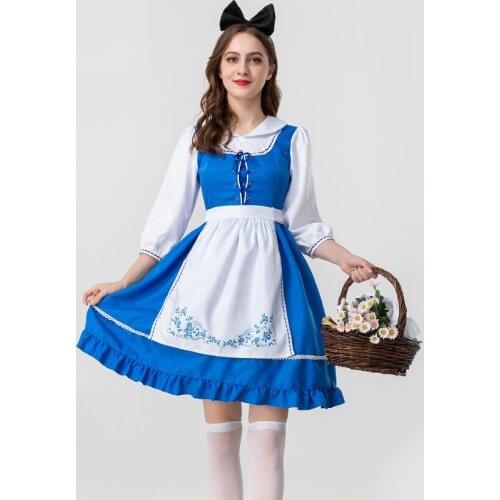 Sexy Cosplay Outfit Blue Alice Maid Costume British Farm Traditional Beer Maid Halloween Costume Roleplay Lolita Dress
